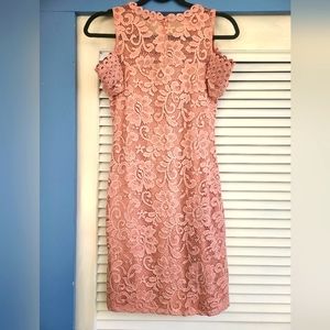 Ambiance pink lace cold shoulder dress | Size Large